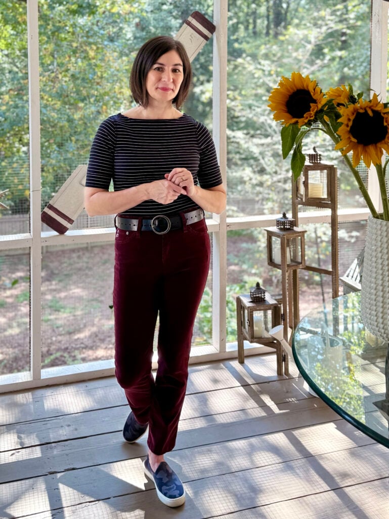 Burgundy Corduroy Pants Oufit