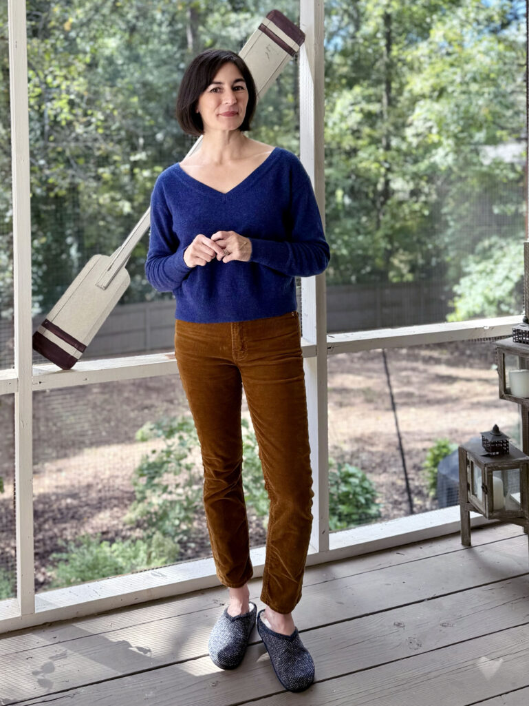 woman wearing a neutral fall outfit