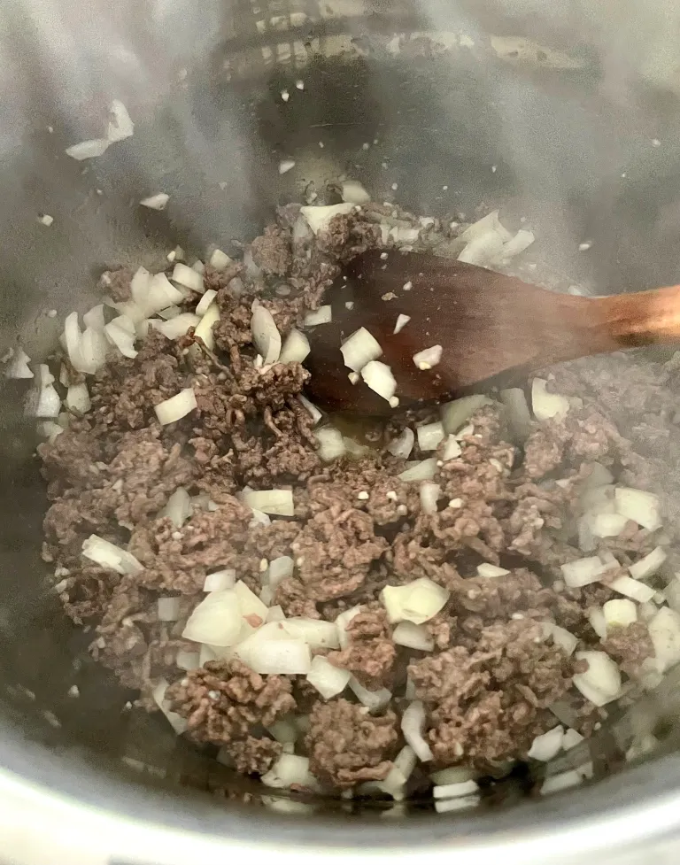 sauté the beef and onions