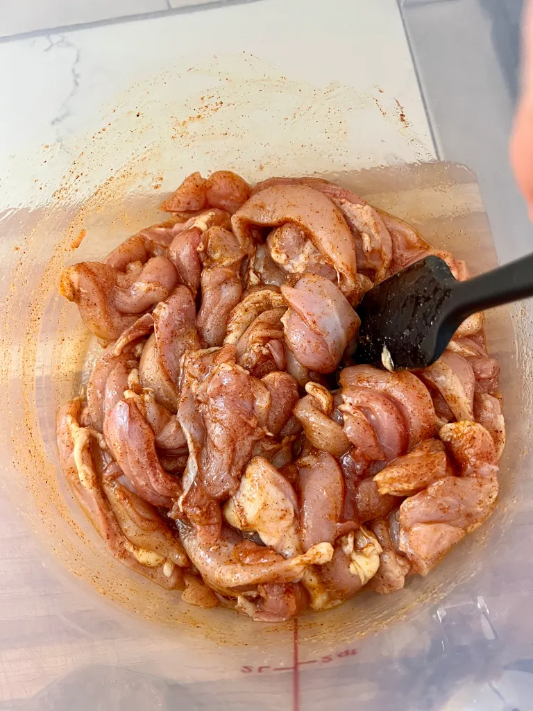 marinate the chicken in the fajita  spice blend