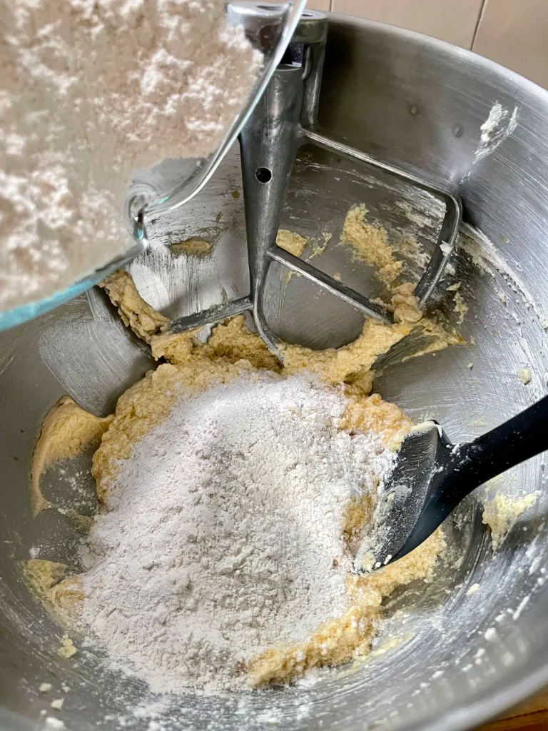 mixing in the dry ingredients