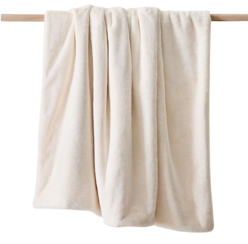 alabaster white faux fur plush throw blanket