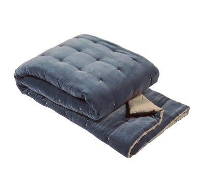 cotton velvet quilted throw blanket in navy