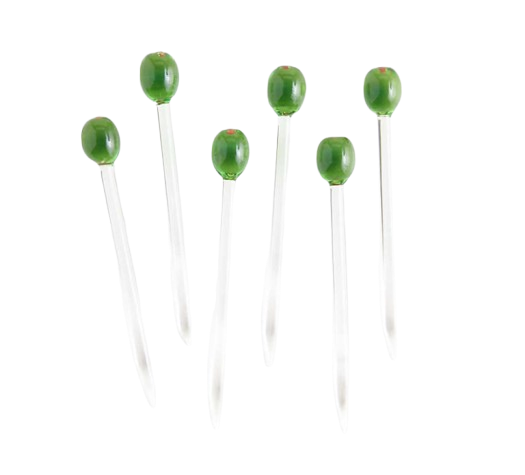olive icon glass martini picks