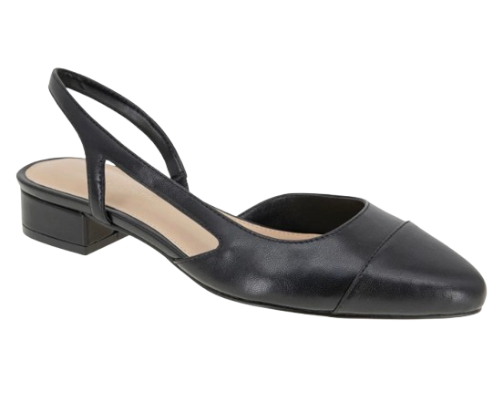 Cap Toe Slingback Pump – Black | Black