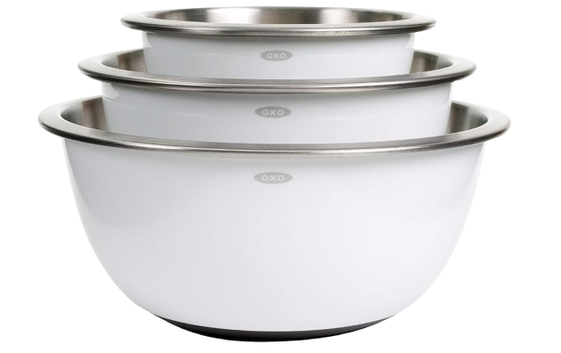 White OXO Good Grips Stainless Steel Mixing Bowl Set