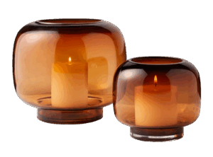 Coco Round Smoked Amber Glass Hurricane Candle Holder