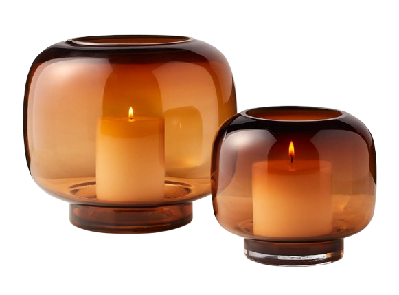 Coco Round Smoked Amber Glass Hurricane Candle Holder