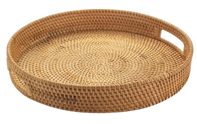 Rattan Round Serving Tray