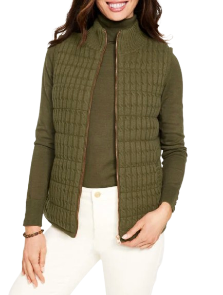 Talbots Cable Knit Quilted Vest