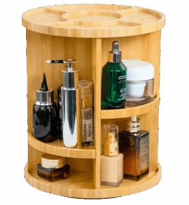 Rotating Bamboo Cosmetic Organizer