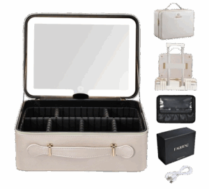 Leather Makeup Case with LED Mirror