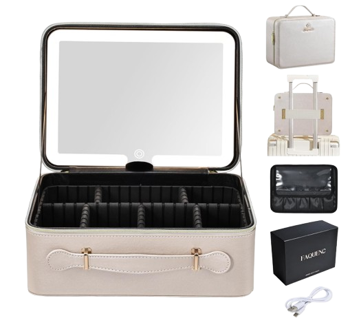 Leather Makeup Case with LED Mirror