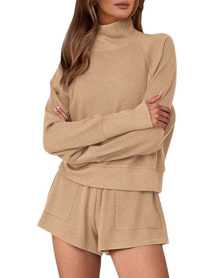 PRETTYGARDEN Ribbed Knit Lounge Set