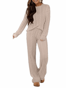 MEROKEETY Cable Knit Lounge Set