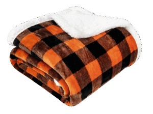 Black-and-Orange Plaid Throw Blanket