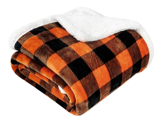 Black-and-Orange Plaid Throw Blanket