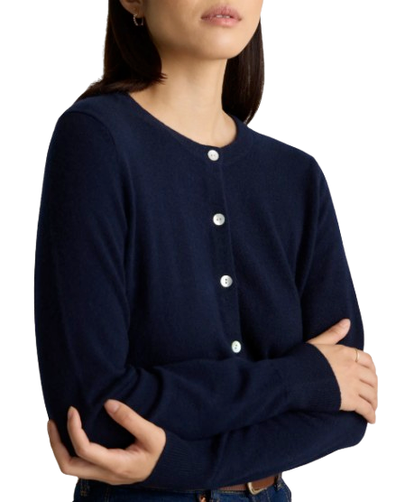 Quince Navy Cashmere Cardigan