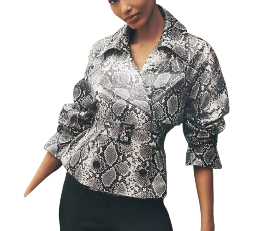 Ann Taylor Snake Print Belted Jacket