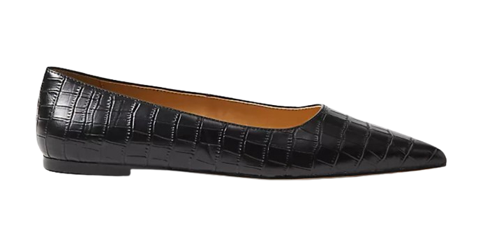 AT Weekend Pointy Toe Croco Ballet Flat