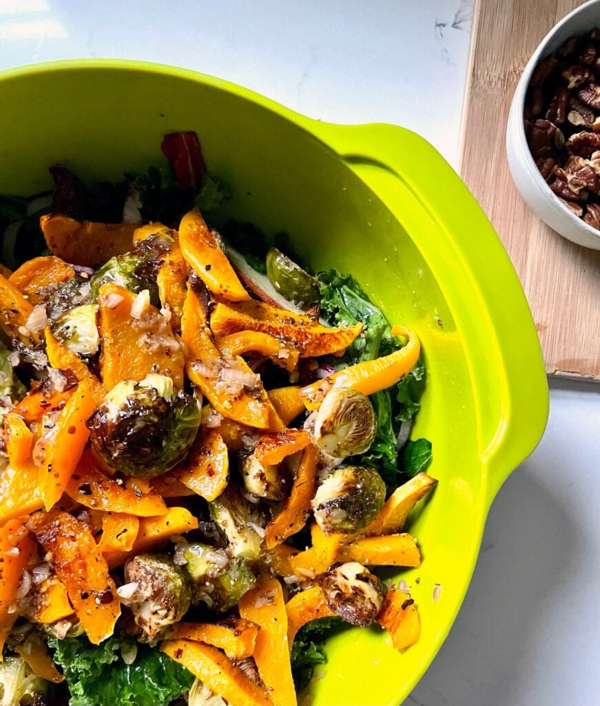 Healthy fall salad with maple Dijon dressing