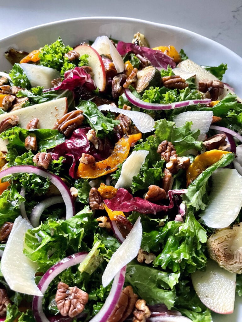 Colorful Thanksgiving salad with pecans and radicchio