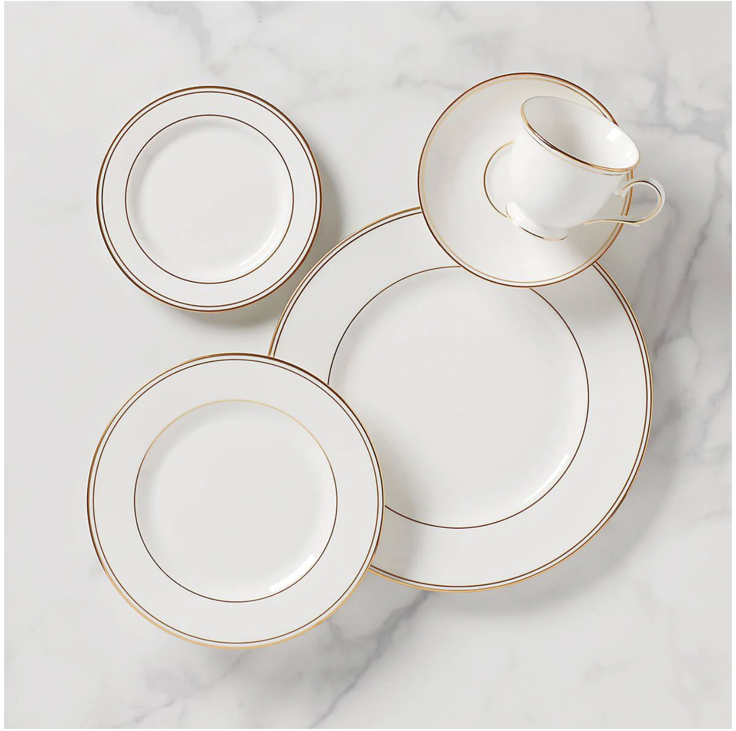 Lenox Gold-Rimmed Porcelain Dinner Plates