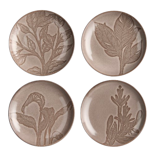 Crate & Barrel Chestnut Botanical Plates