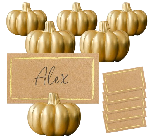 Kate Aspen Fall Decor Mini Gold Pumpkin Place Card Holders