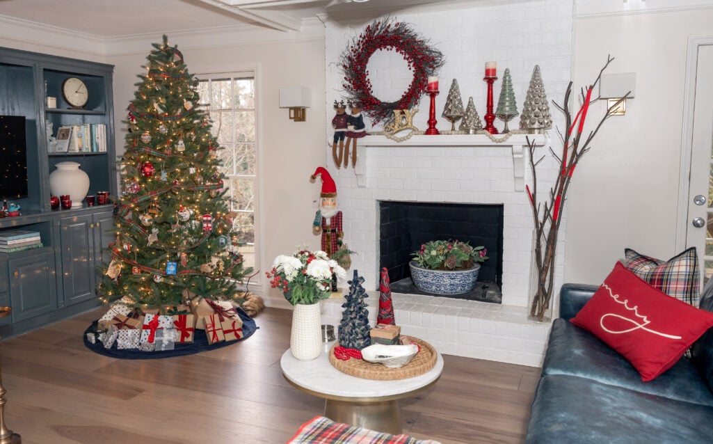 elegant Christmas living room decor Athens GA home