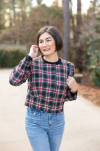 Casual Holiday Party Outfit for Petites: Stewart Tartan and Denim Done Right