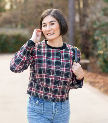 Casual Holiday Party Outfit for Petites: Stewart Tartan and Denim Done Right