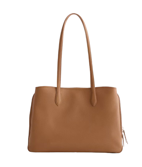 Quince Italian Leather Triple Compartment Work Tote – Cognac