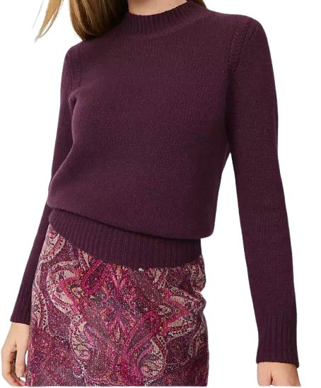 Ann Taylor Cashmere Mock Neck Sweater
