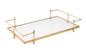 Williams Sonoma Antique Brass and Glass Tray