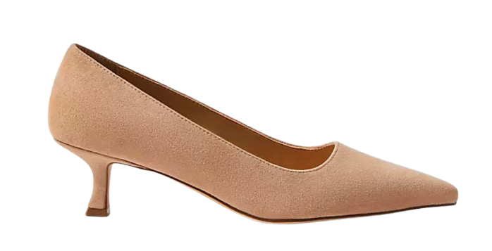 Suede Nip Toe Kitten Heel Pumps