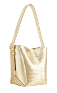 Croc Embossed Leather Bucket Bag