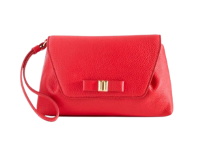 Red Pebble Leather Wristlet