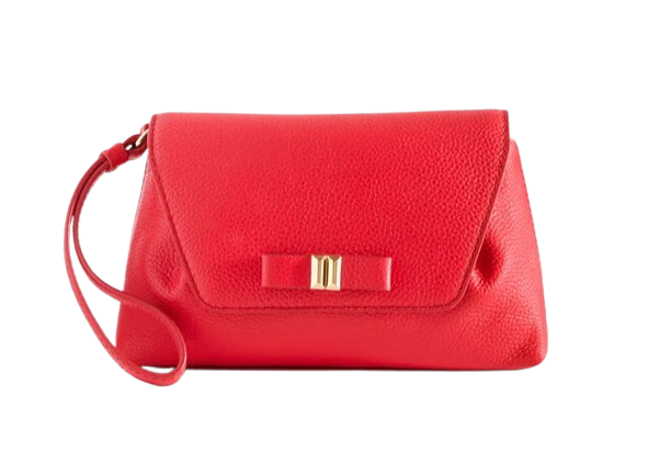 Red Pebble Leather Wristlet