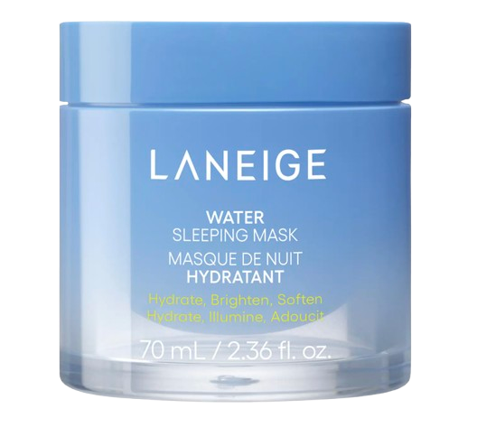 Laneige Water Sleeping Mask in a translucent blue jar, an overnight hydrating mask designed to deeply moisturize, brighten, and soften skin while you sleep.