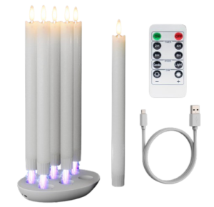 Rechargeable Flameless Taper Candles Set of 6