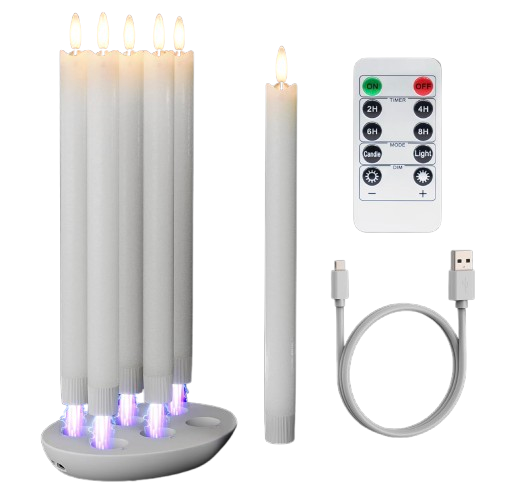 Rechargeable Flameless Taper Candles Set of 6
