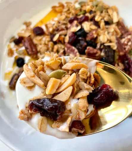 Healthy Homemade Granola with Fruit and Nuts