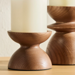 West Elm Tira Wood Pillar Candle Holders