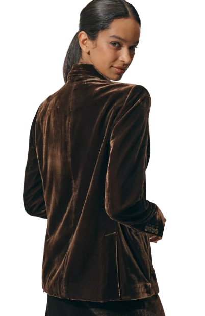 Chocolate Brown Crushed Velvet Blazer