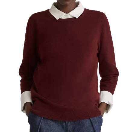 Quince Burgundy Cashmere Crewneck Sweater