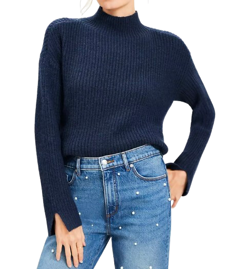 LOFT Ribbed Mock Neck Sweater