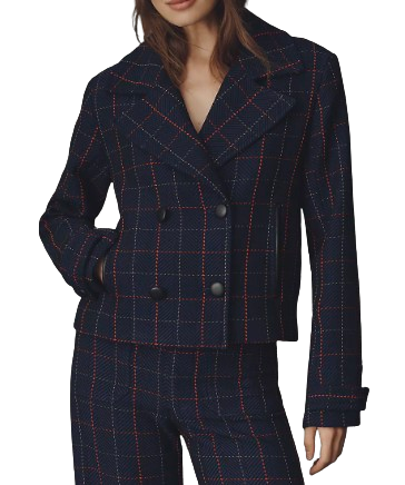 Maeve Plaid Crop Blazer