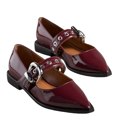 Maeve Pointed-Toe Moto Mary Jane Flats