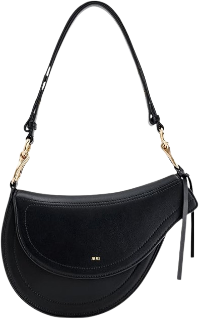 Dior Saddle bag dupe in brown with curved silhouette and magnetic closure